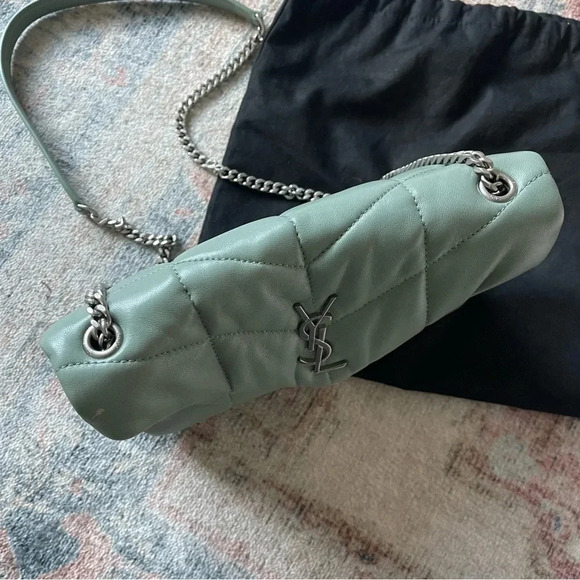 SAINT LAURENT LouLou Mini YSL Puffer Toy Crossbody Bag Vert Opaline - Picture 5 of 12
